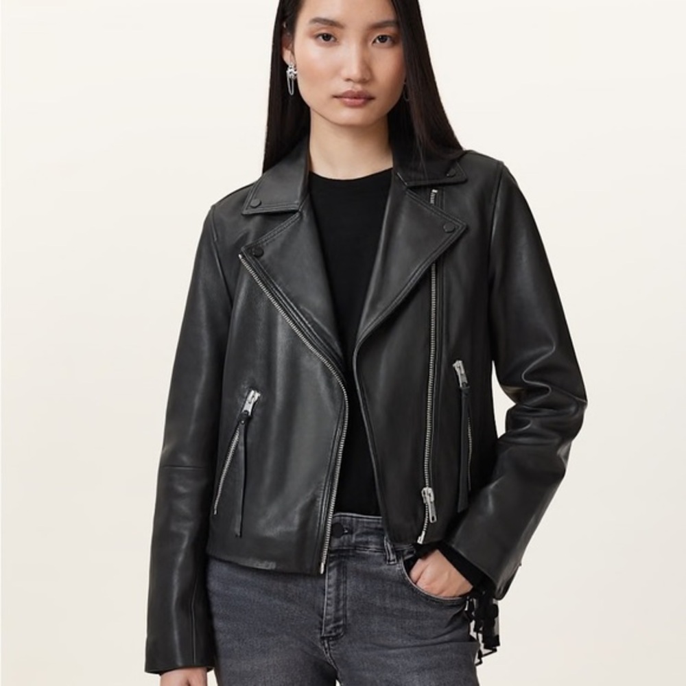 DALBY SLIM FIT LEATHER BIKER JACKET